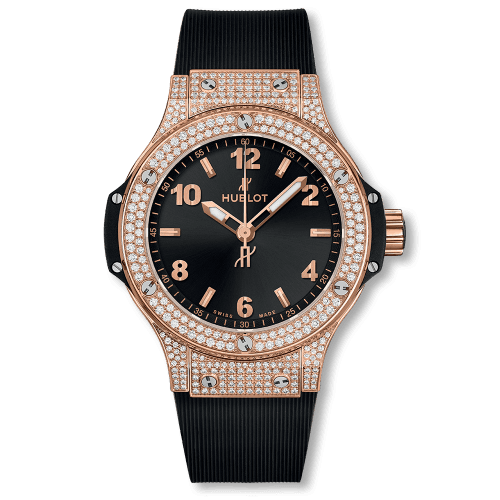 Hublot Big Bang 38 Quartz Red Gold - Pavé / Black / Rubber