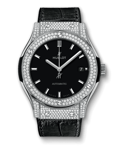 Hublot Classic Fusion 45 Titanium Pavé / Black / Diamond