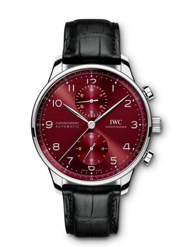 IWC Portugieser Chronograph Stainless Steel / Burgundy