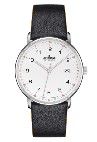 Junghans Form A Stainless Steel / White Arabic / Black Calf