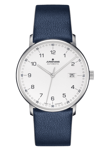 Junghans Form A Stainless Steel / White Arabic / Blue Calf
