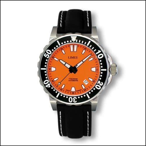 Limes 1Tausend Automatic Orange - Leather strap