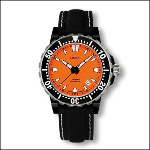Limes 1Tausend Automatic PVD Orange - Leather strap