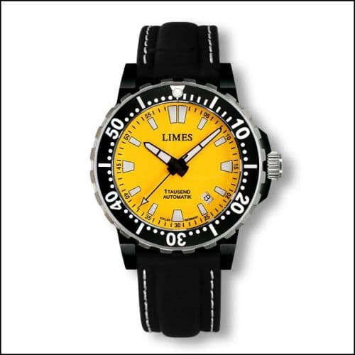 Limes 1Tausend Automatic PVD Yellow - Leather strap