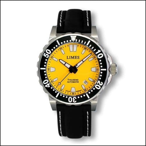 Limes 1Tausend Automatic Yellow - Leather strap