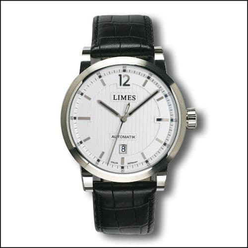 Limes Chyros Automatic - Silvered / black leather strap (Croco)