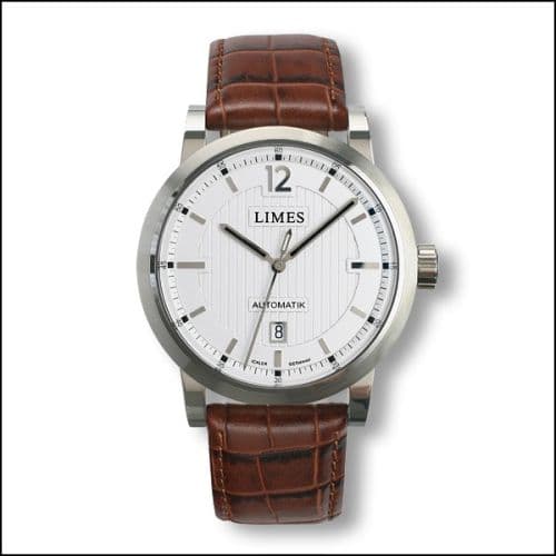 Limes Chyros Automatic - Silvered / brown leather strap (Croco)