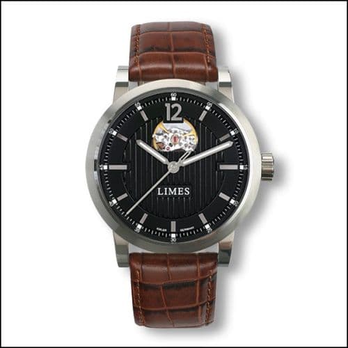 Limes Chyros Balancier Visible - Black / brown leather strap
