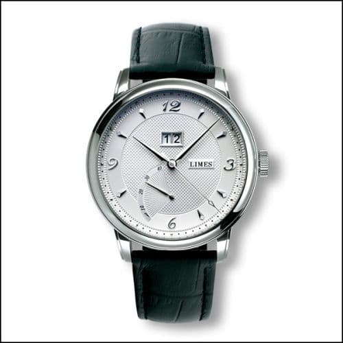 Limes Pharo BigDate - Silvered / black leather strap