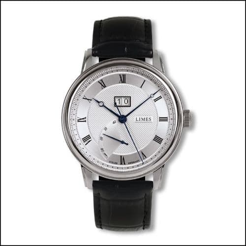 Limes Pharo BigDate - Silvered / black leather strap