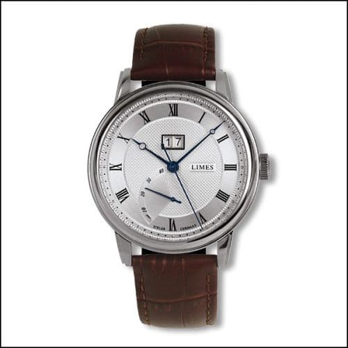 Limes Pharo BigDate - Silvered / Brown leather strap