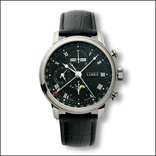 Limes Pharo Chrono - Black / roman / black leather strap