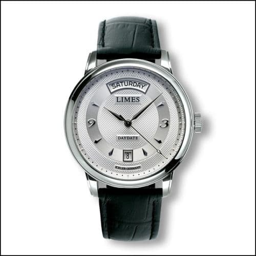 Limes Pharo DayDate - Silvered / black leather strap