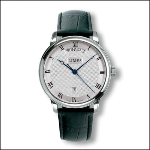 Limes Pharo DayDate - silvered - black leather strap