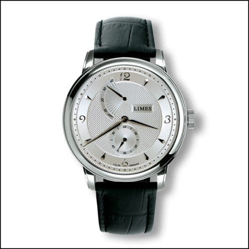 Limes Pharo Hand wound - Silvered / black leather strap