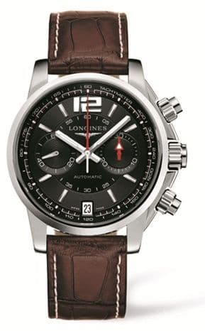 Longines Admiral Chronograph Black Brown Strap