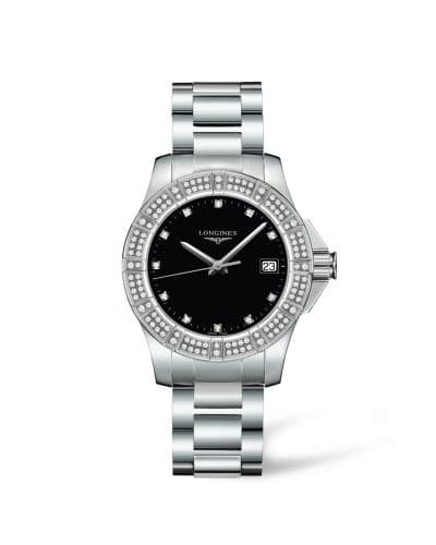 Longines Conquest 35 Quartz Stainless Steel Diamond Bezel