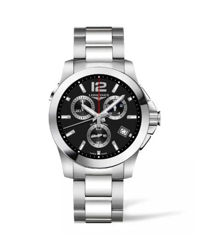 Longines Conquest Chronograph Quartz 41 Stainless Steel / Black / Bracelet