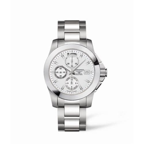 Longines Conquest Chronograph Silver Bracelet