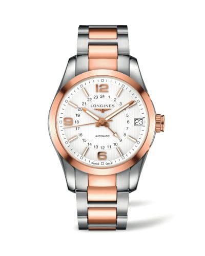 Longines Conquest Classic 42 GMT Stainless Steel - Red Gold / Silver / Bracelet