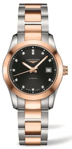 Longines Conquest Classic Automatic 29.5 Stainless Steel / Red Gold / Black / Bracelet
