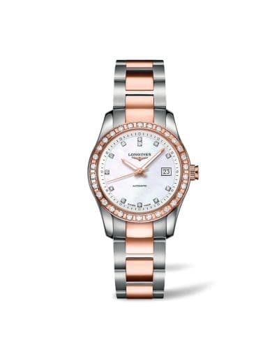 Longines Conquest Classic Automatic 29.5 Stainless Steel / Red Gold / Diamond / MOP / Bracelet