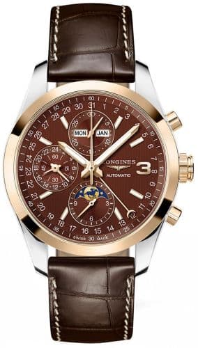 Longines Conquest Classic Moonphase Stainless Steel - Red Gold / Chocolate / Triple Crown Collection