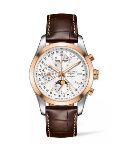 Longines Conquest Classic Moonphase Stainless Steel - Red Gold / Silver