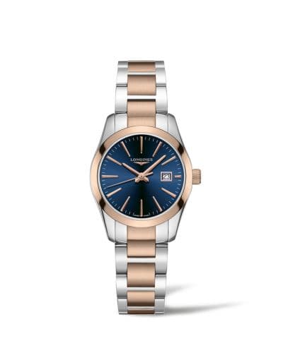 Longines Conquest Classic Quartz 29.5 Stainless Steel / Red Gold PVD / Blue