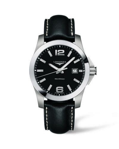 Longines Conquest Quartz 41mm Black Leather
