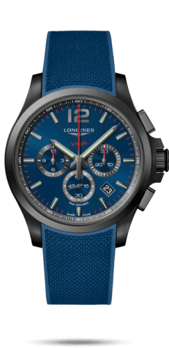 Longines Conquest V.H.P. Chronograph 44 PVD / Blue / Rubber