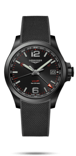 Longines Conquest V.H.P. GMT 41 PVD / Black / Rubber