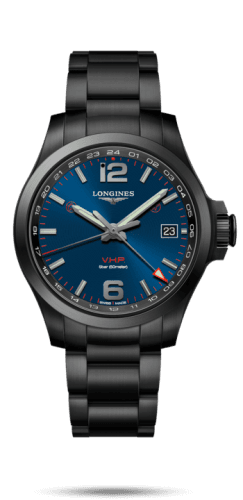 Longines Conquest V.H.P. GMT 41 PVD / Blue / Bracelet