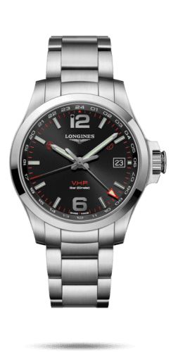 Longines Conquest V.H.P. GMT 41 Stainless Steel / Black / Bracelet