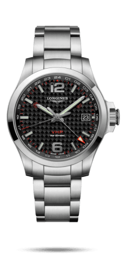 Longines Conquest V.H.P. GMT 41 Stainless Steel / Carbon / Bracelet