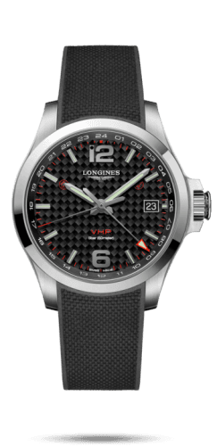 Longines Conquest V.H.P. GMT 41 Stainless Steel / Carbon / Rubber
