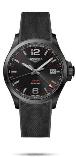 Longines Conquest V.H.P. GMT 43 PVD / Black / Rubber