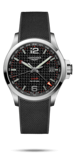 Longines Conquest V.H.P. GMT 43 Stainless Steel / Carbon / Rubber