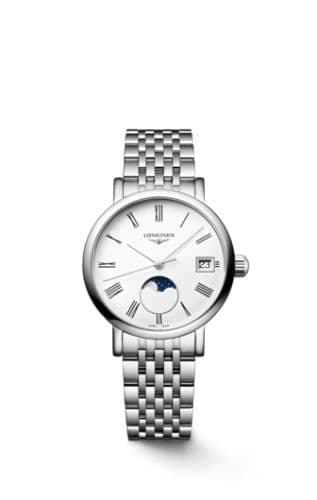 Longines Elegant Collection Moonphase 30 Stainless Steel / White / Bracelet