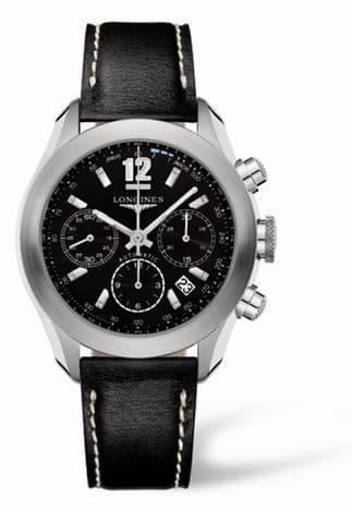Longines GrandeVitesse Chronograph Black Leather