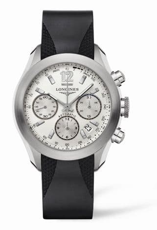 Longines GrandeVitesse Chronograph Silver Rubber