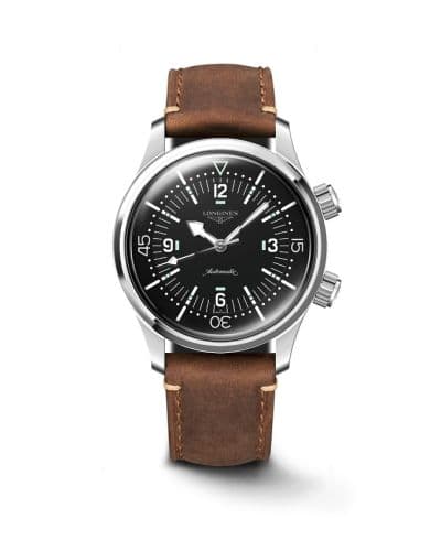 Longines Heritage Legend Diver 39 Stainless Steel / Black / Leather Strap