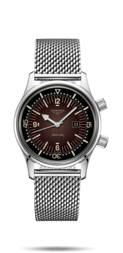 Longines Legend Diver 36 Stainless Steel / Brown / Mesh
