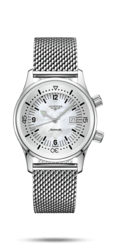 Longines Legend Diver 36 Stainless Steel / MOP / Mesh