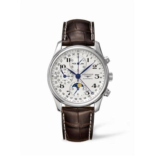 Longines Master Collection 40 Chronograph Calendar Stainless Steel / Silver / Alligator