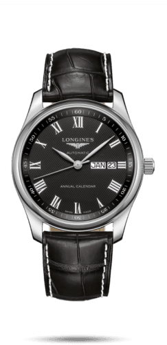 Longines Master Collection 40mm Annual Calendar Stainless Steel / Black-Roman / Alligator