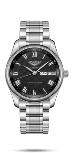 Longines Master Collection 40mm Annual Calendar Stainless Steel / Black-Roman / Bracelet