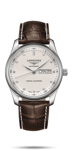 Longines Master Collection 40mm Annual Calendar Stainless Steel / Silver-Diamond / Alligator