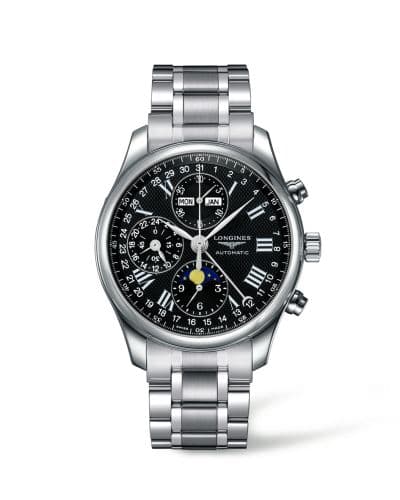 Longines Master Collection 42 Chronograph Calendar Stainless Steel / Black-Roman / Bracelet