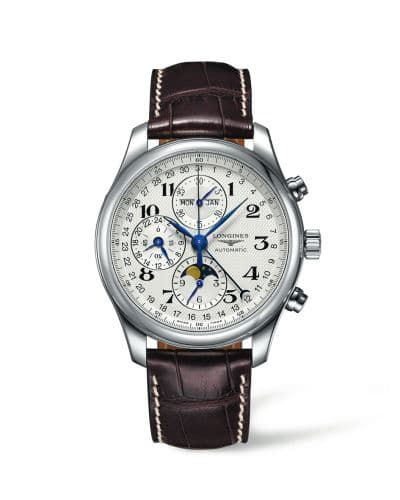 Longines Master Collection 42 Chronograph Calendar Stainless Steel / Silver-Arabic / Alligator